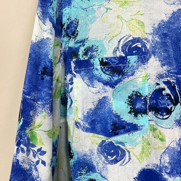 Relativity Shirt Top Womens 3X Blue Button Up Lightweight Collared Long Sleeve - Picture 7 of 14